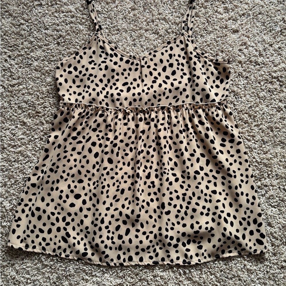 Stylish Black and Tan Spotted Women's Top
